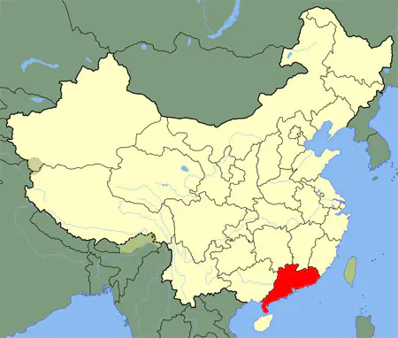 Location of Guangdong Province