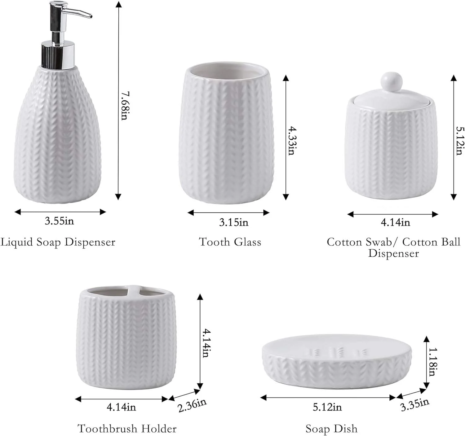 Elegant White 5Pcs Bathroom Set China Wholesale Manufacturer Supports OEM Custom