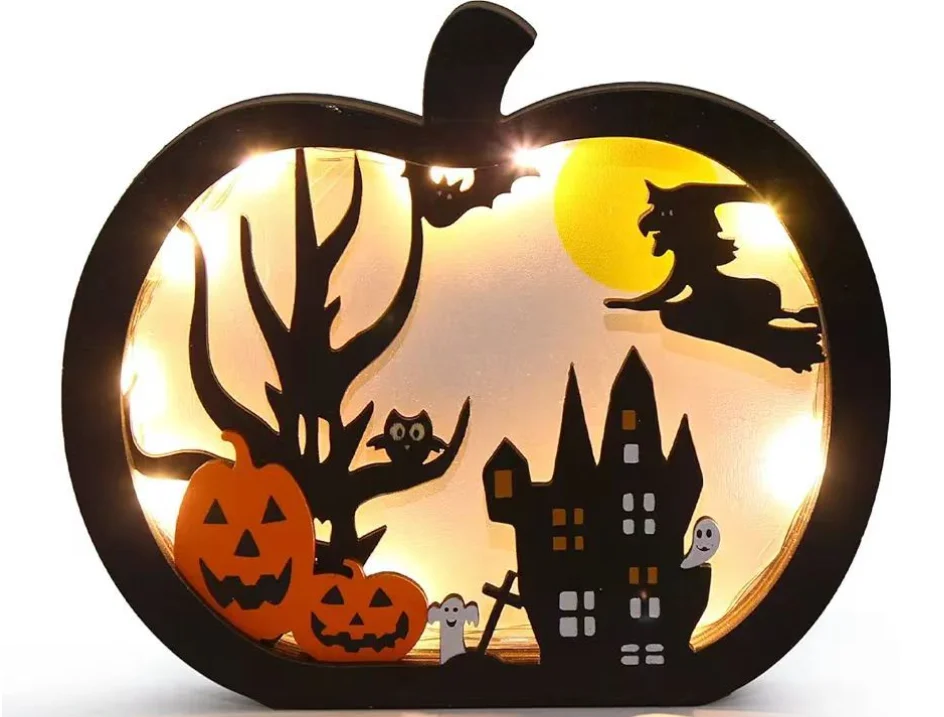 Custom Wood Pumpkin Lamp Halloween Decoration Factory Wholesale Supplier