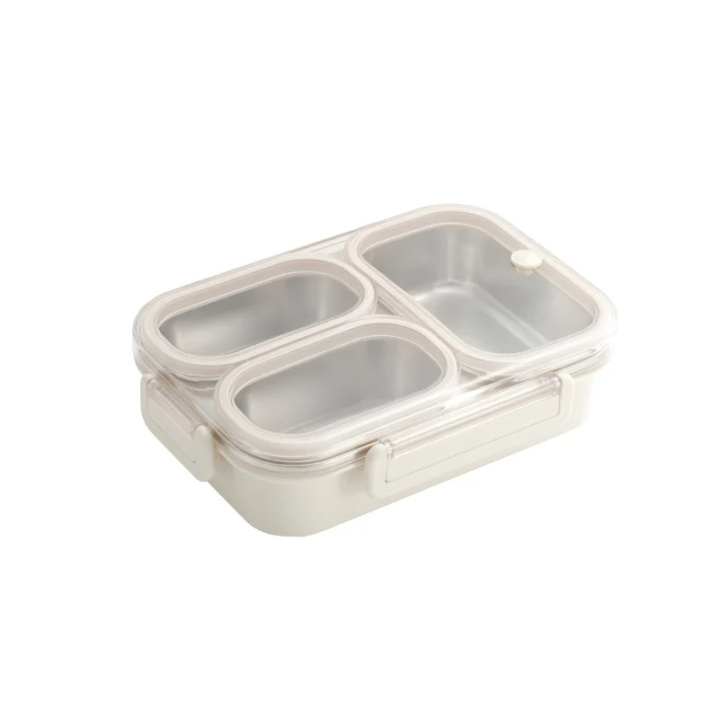 China Wholesale 3 Compartment 304 Stainless Steel Lunch Box with Transparent Lid