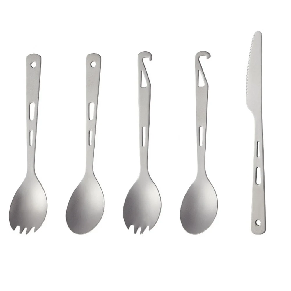 Portable Titanium Spoon/Fork/Knife Set for Outdoor & Hiking