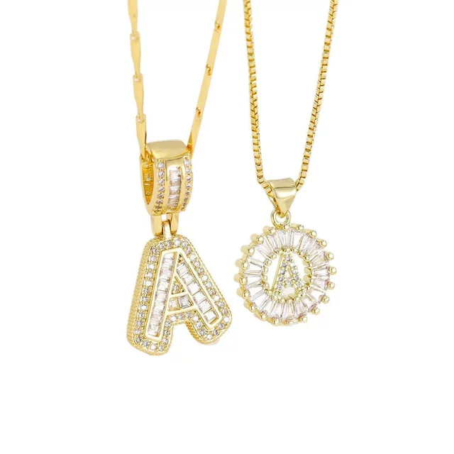 China Wholesale Light Luxury Zircon Letter Pendant Necklace Supplier