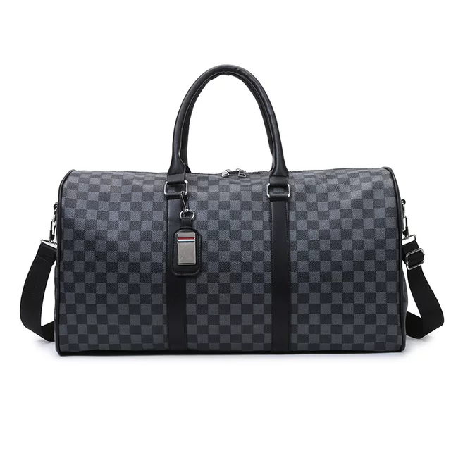 China Wholesale Checkerboard PU Men's Travel Duffle Bag Supplier