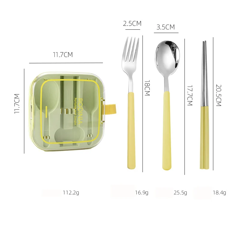 Portable Outdoor Travel Cutlery Set, Classic Style with Color Handles