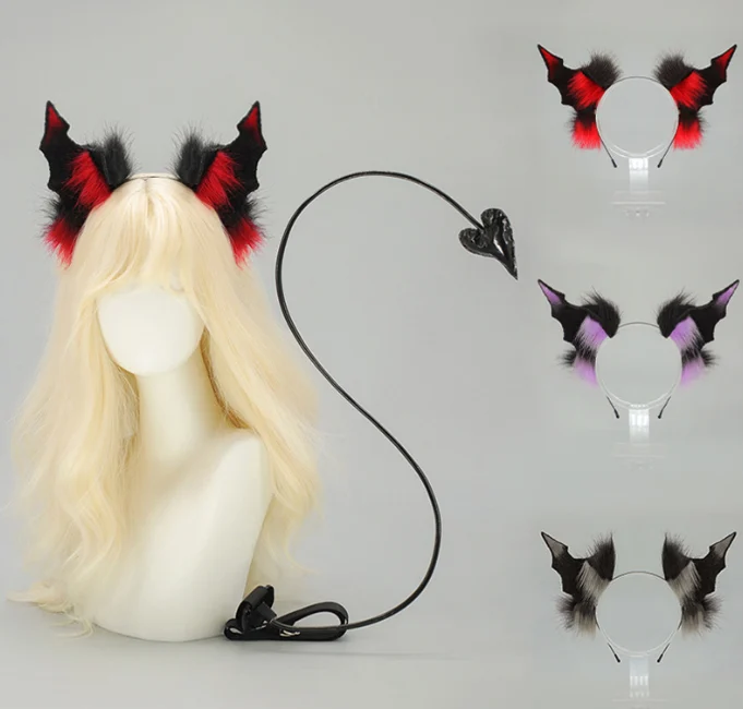 Wholesale Halloween Devil Horn Tail Bat Ear Headband Cosplay