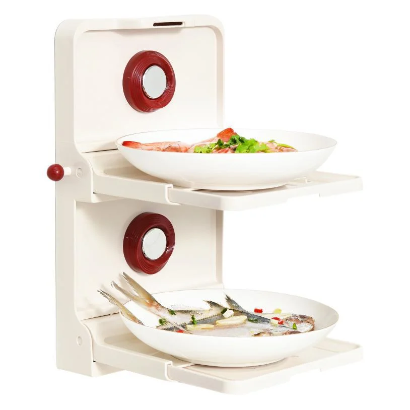 Suction Cup Foldable 2‑Tier Kitchen Plate Rack
