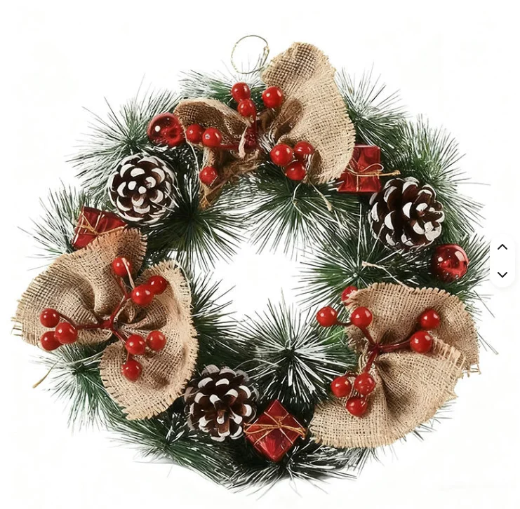 Wholesale Eco-Friendly Fireproof Christmas Wreath with Red Berries from China Supplier