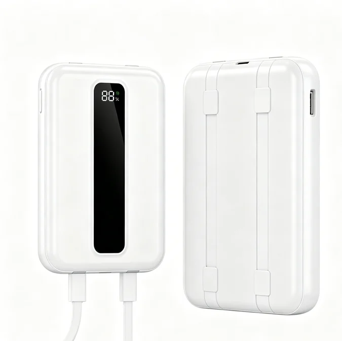 China Wholesale Ultra-thin 10000mAh Power Bank 22.5W Fast Charge with Dual Built-in Cables