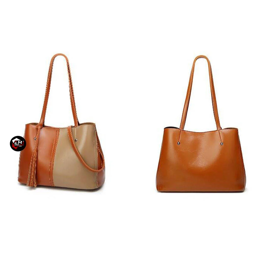 Pakistan Wholesale Genuine Leather Women Tote Handbag Daily Work Travel Shoulder Bag Supplier
