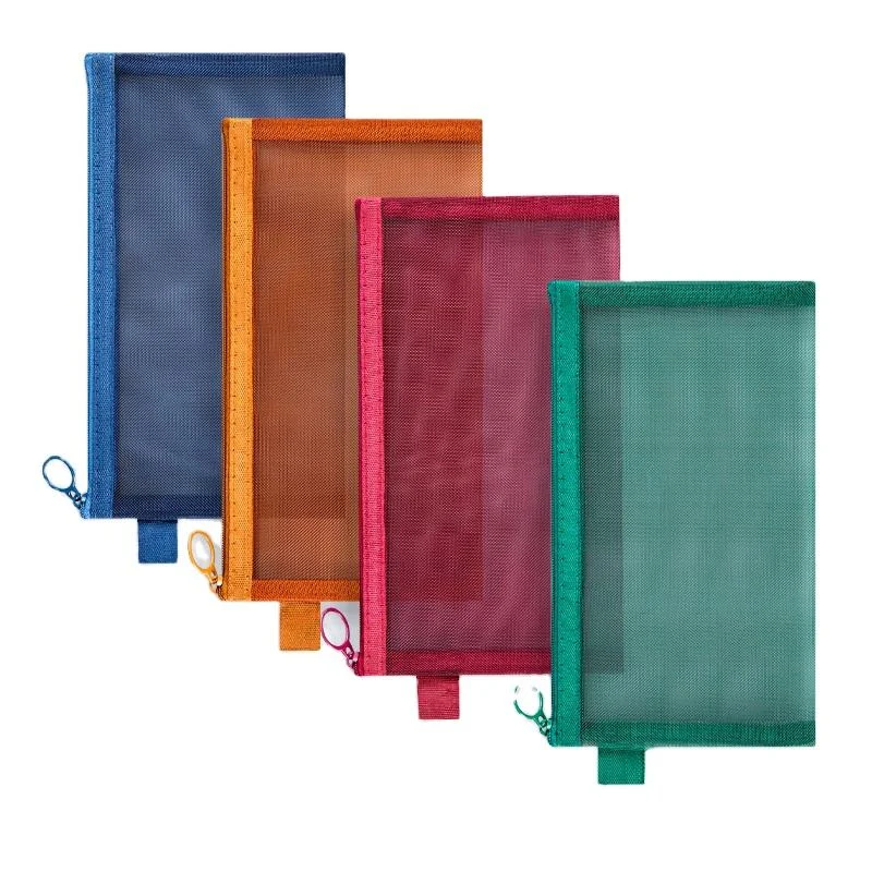 China Manufacturer Offers Wholesale Custom OEM Multi-Color Large Capacity A6 Nylon Mesh Pencil Case For Global Buyers