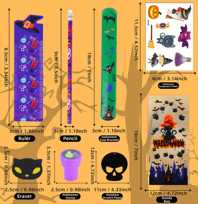 Wholesale,&Custom Skull DesignHalloween Stationery Set 192pcs Student Gift Supplier from China