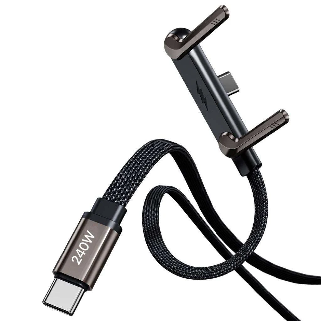 2-in-1 PD3.1 240W Elbow Cable, Wholesale Supplier from China, Foldable Phone Holder Data Cord