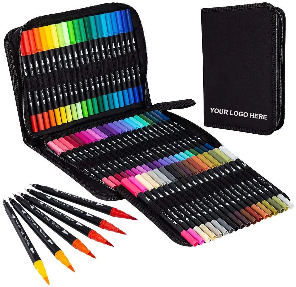 60 Dual Brush Art Markers Set, China Wholesale Supplier Supporting OEM & Custom Service