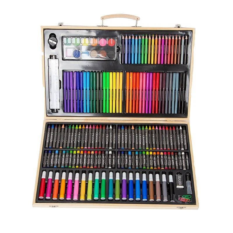 China Manufacturer Supplies Wholesale Custom OEM 180-piece Wooden Box Drawing Art Set For Global Buyers
