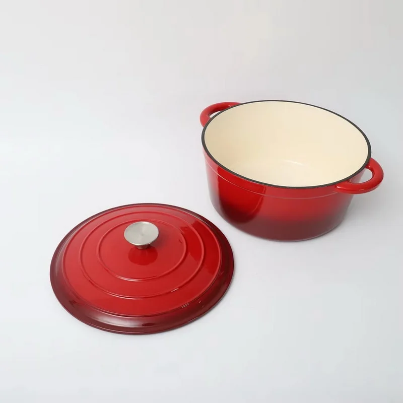 China Supplier Enameled Cast Iron Deep Round Soup Pot, Wholesale OEM Custom