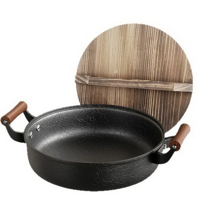 China Supplier Uncoated Double Handle Cast Iron Belly Stock Pot