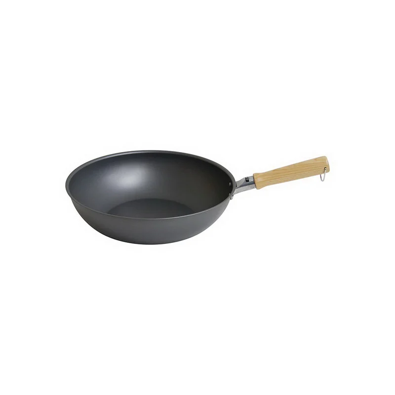 China Supplier Thin Light Carbon Steel Frying Pan With Wooden Handle Wholesale OEM Custom