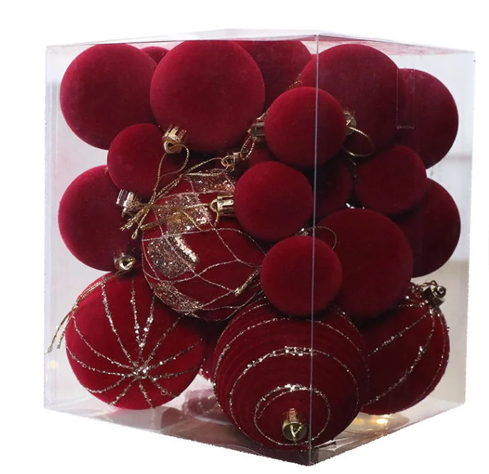 China Wholesale Supplier 36Pcs New Arrival Velvet Christmas Balls Custom OEM Xmas Ornaments Exporter