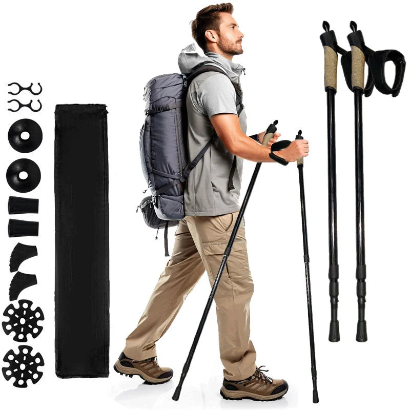 Factory Quick Lock Telescopic Hiking Poles for Camping & Daily Walking