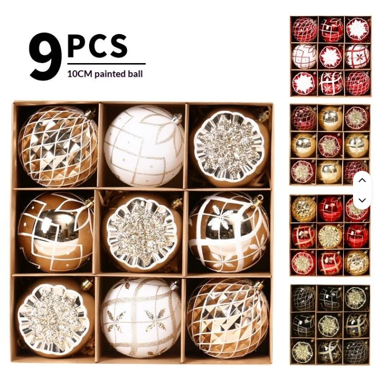 China Wholesale Supplier High Quality 10cm Luxury Plastic Christmas Balls Custom OEM Xmas Ornaments Exporter