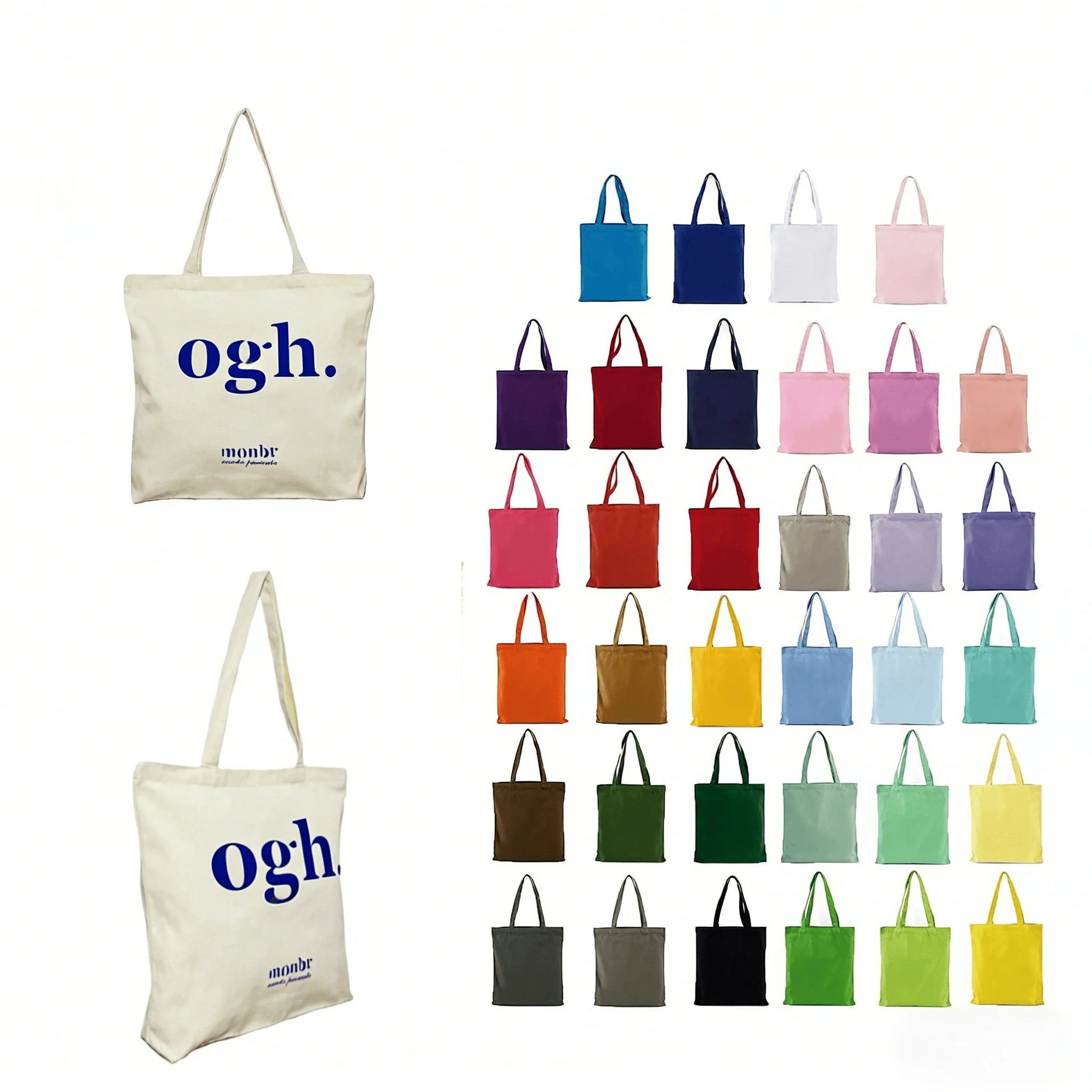 China Wholesale Blank Organic Cotton Canvas Tote Bag Custom Logo Rope Handle Reusable Shopping Bag