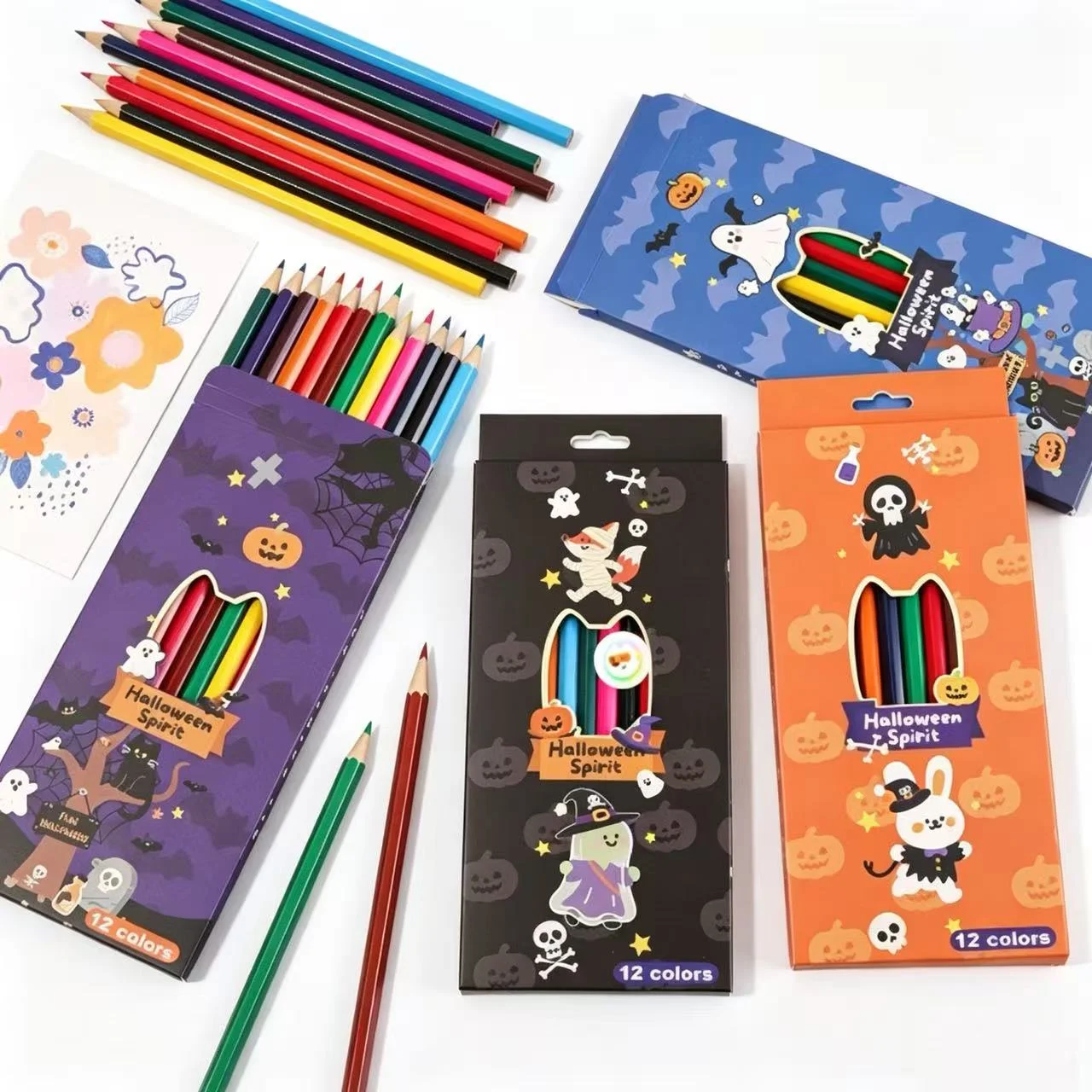 Wholesale Halloween 12-color Oil Colored Pencils , Kids Drawing Pencil Set Supplier from China