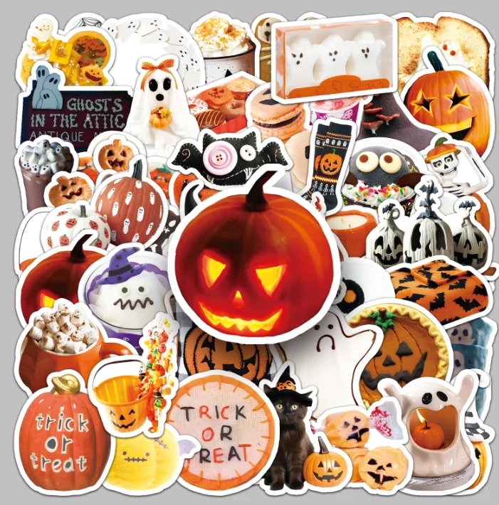 China Wholesale Halloween INS Stickers with Pumpkin & Skull for DIY Decoration