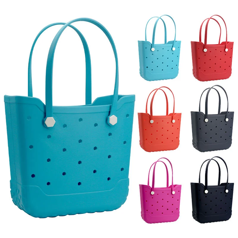 China Factory Wholesale Waterproof EVA Women Perforated Beach Tote Bag Custom Logo Portable Shopping Bag