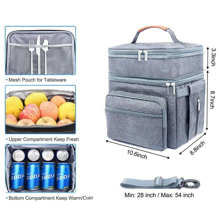 Bulk Reusable Portable Insulated Cooler Tote for Picnic & Daily Office Lunch