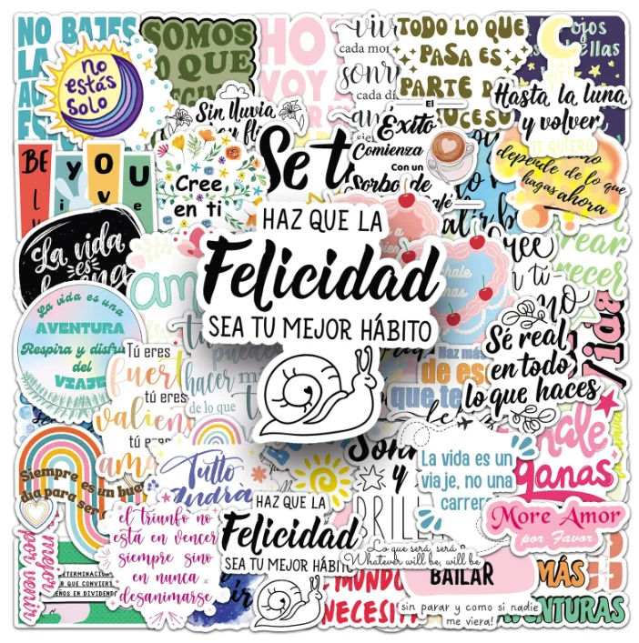China Wholesale Spanish Inspirational Graffiti Stickers for Phone, Laptop & Skateboard