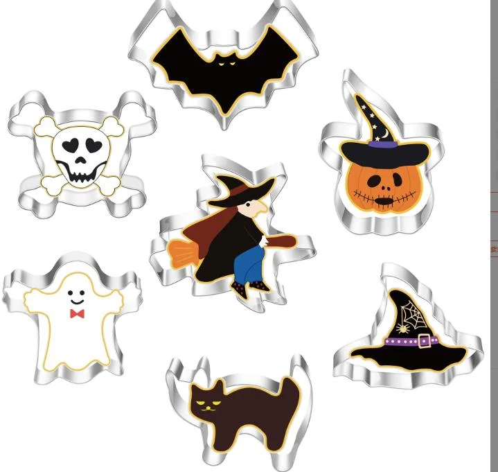 China Supplier Wholesale 7Pcs Halloween Stainless Steel Cookie Cutter Set Custom OEM DIY Baking Tools