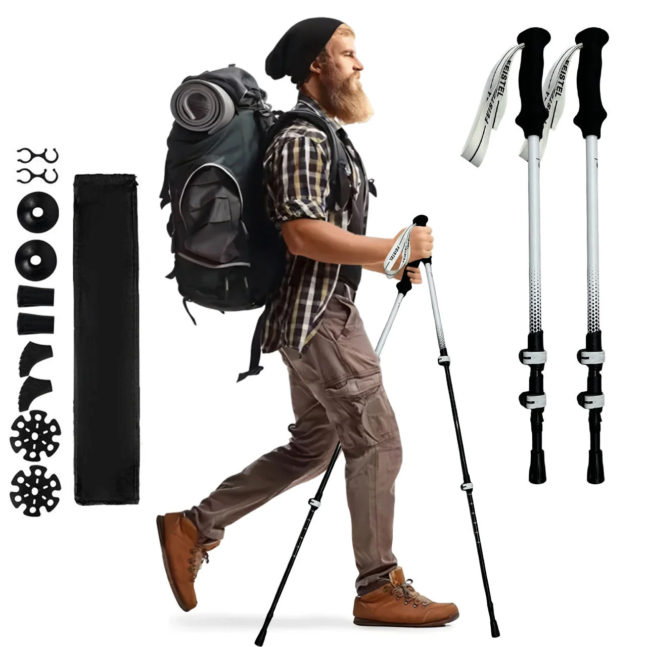 Straight Grip Aluminum Walking Poles, Lightweight Portable Outdoor Climbing Poles