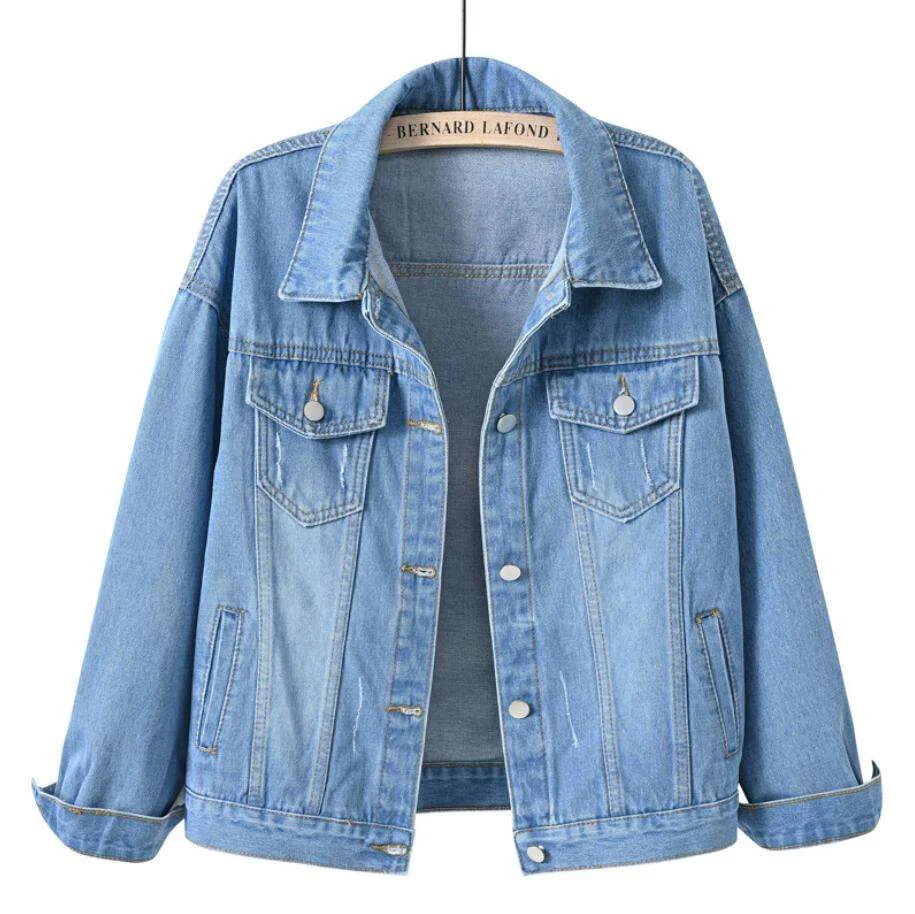 China Manufacturer Supplies Women New Colored Oversized Denim Jacket Wholesale OEM Custom