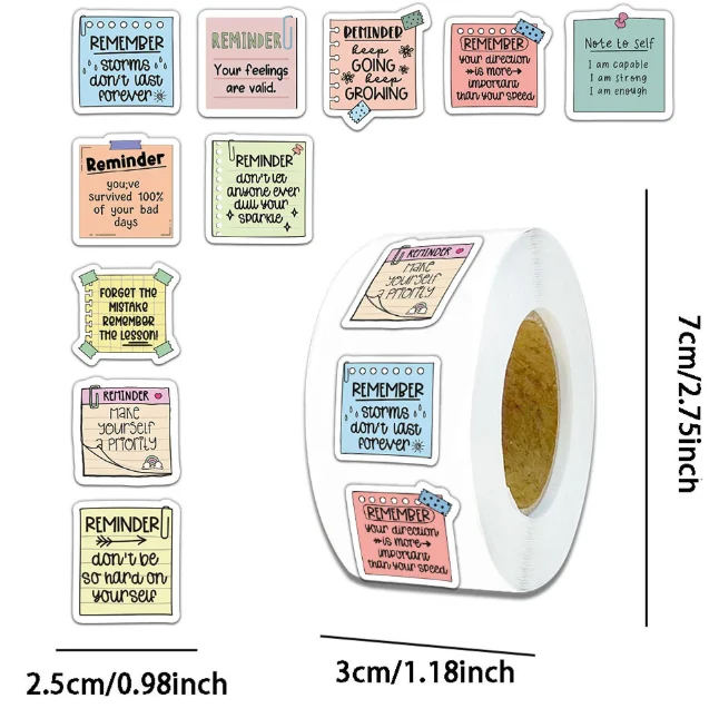 China Wholesale 500pcs Roll Reminder Stickers, Waterproof Decals for Phone & Journal
