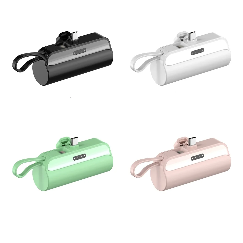 China OEM 5000mAh Mini Power Bank Tail Plug with Cable & Phone Stand