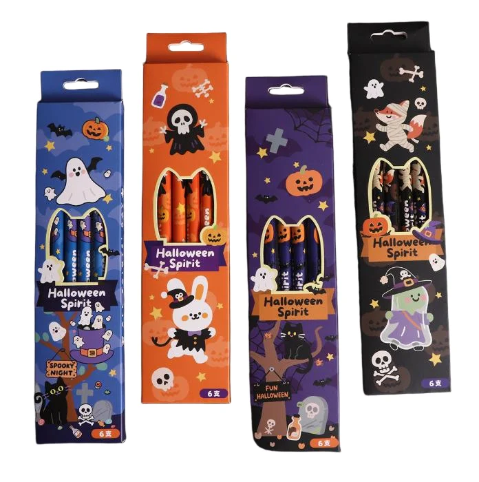 Wholesaler Halloween Cartoon HB Pencil Set , 6 Pencils with Eraser & Pencil Case Supplier from China