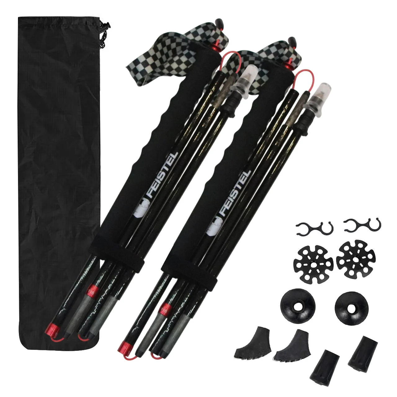 Wholesale T1000 Carbon Fiber Foldable Trekking Poles, Quick Lock 3-Section Trail Running Poles