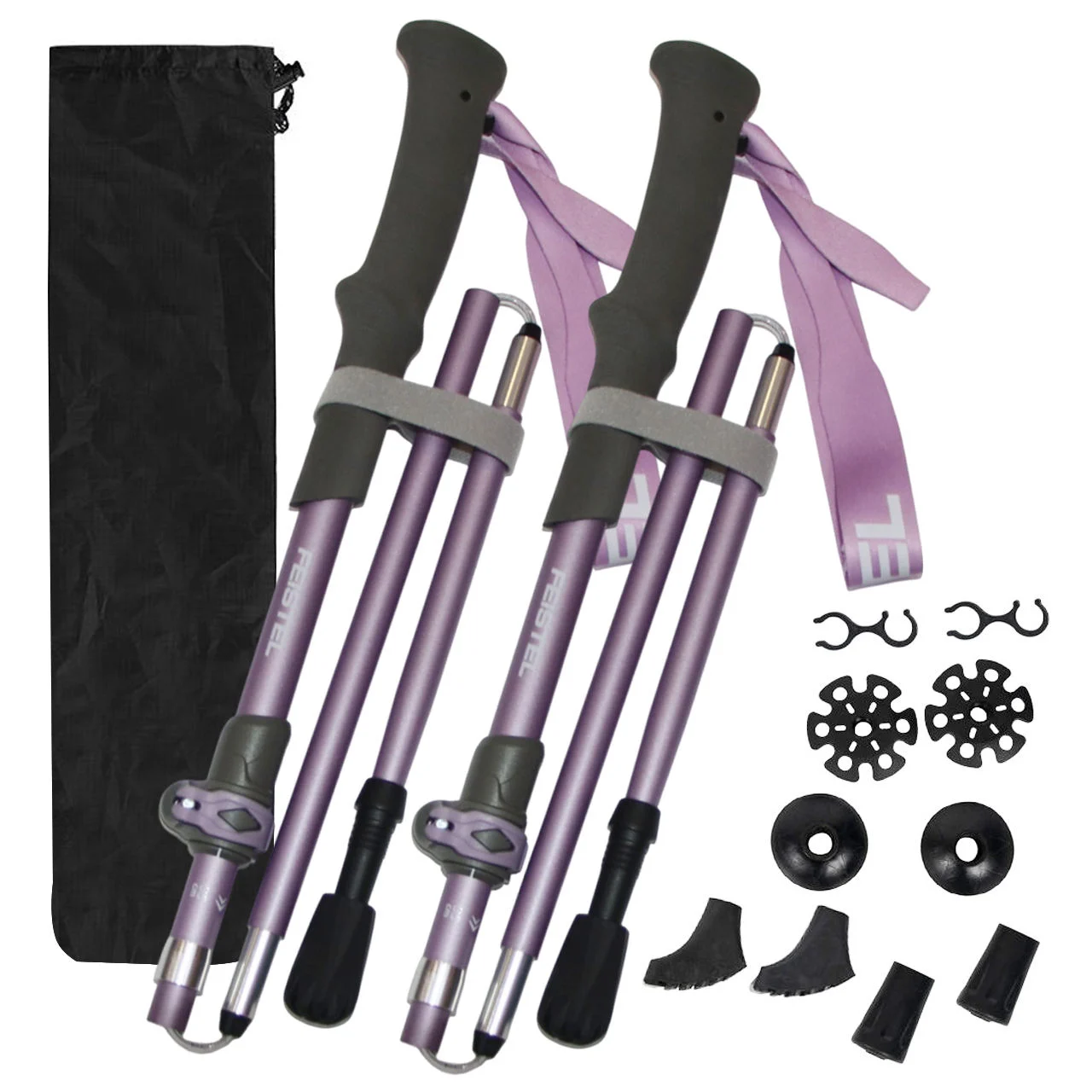Factory Quick Lock 3-Section Women’s Climbing Poles, Full Accessories With Carry Bag
