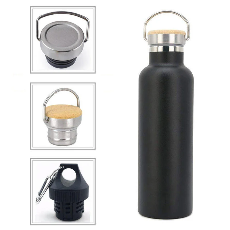 China Bamboo Lid Stainless Steel Water Bottle, 12-64oz, Customizable Lids