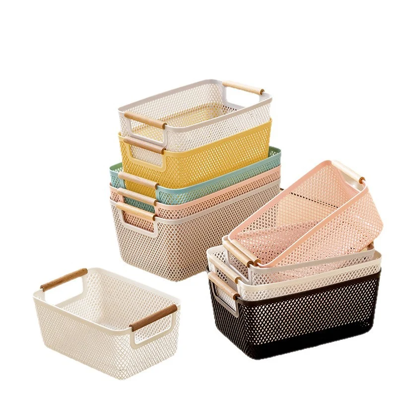 PP Mesh Storage Baskets With Wooden Handles, China Supplier Wholesale & Custom OEM