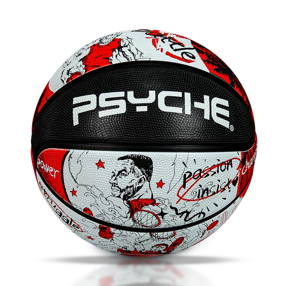 PSYCHE Rubber Size 7 Standard Graffiti Basketball, Anti-Slip Wear Resistant Outdoor Street Ball Wholesale