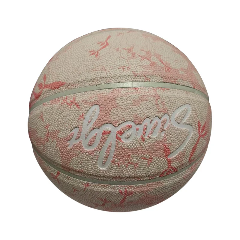 Marble Ink Print PU Basketball, Custom Logo Indoor Outdoor Anti-Slip Training Sports Ball Bulk Supply