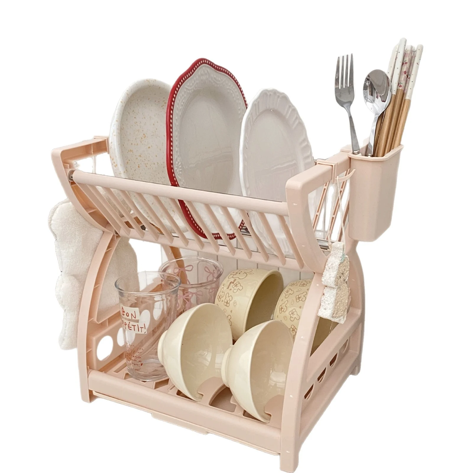 Double‑Tier Kitchen Dish Drying Rack