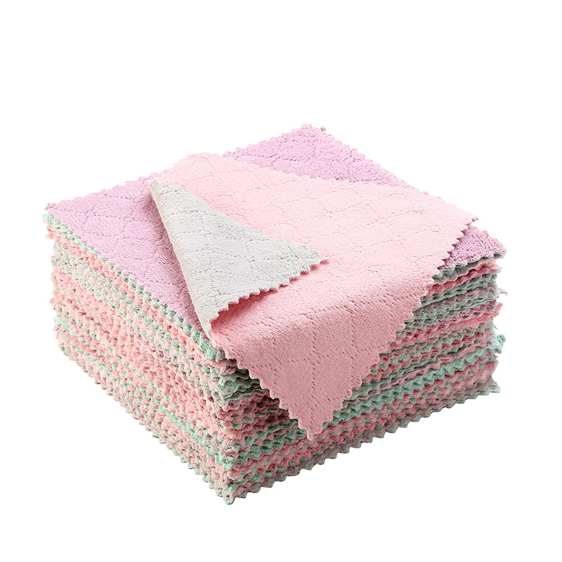 Double‑Sided Absorbent Coral Fleece Cleaning Cloth