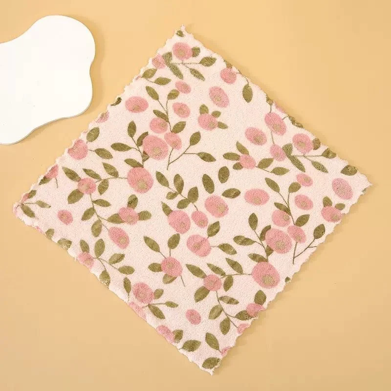 Floral Printed Non-Sticky Oil Kitchen Dish Cloth Absorbent Cleaning Towel