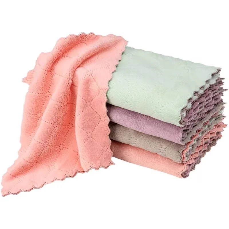 Multi-Type Microfiber Kitchen Cleaning Cloth Coral Fleece Bamboo Fiber Dish Towel