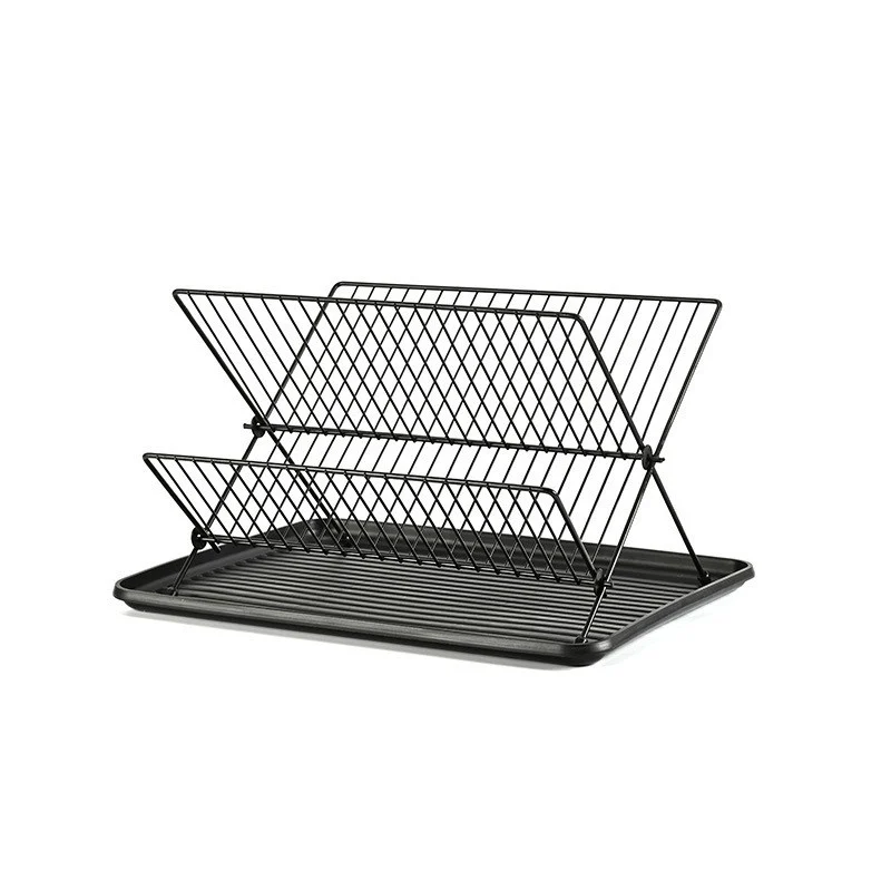 Foldable 3-Tier Dish Drying Rack With Drip Tray