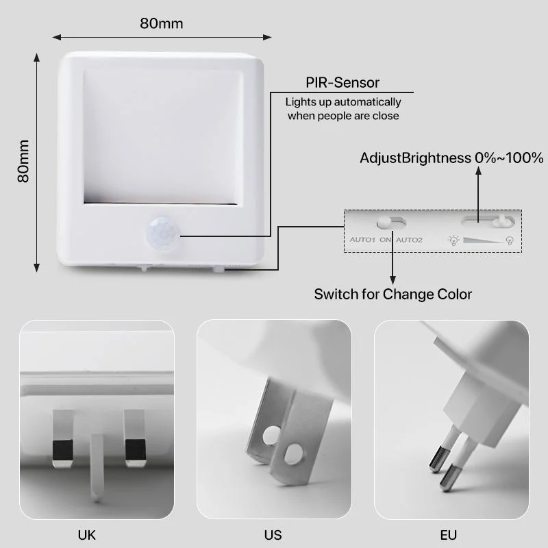 Plug‑in Motion Sensor Red LED Nightlight China Manufacturer Wholesale OEM