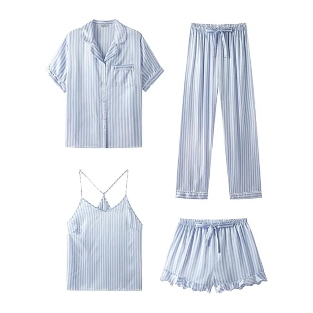 China Factory Wholesale OEM Custom Womens Satin Silk Pajamas Set Exporter