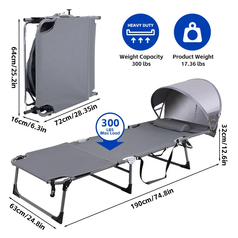 BSCI Certified China Exporter Wholesale Foldable Outdoor Sun Tanning Bed With Sun Canopy